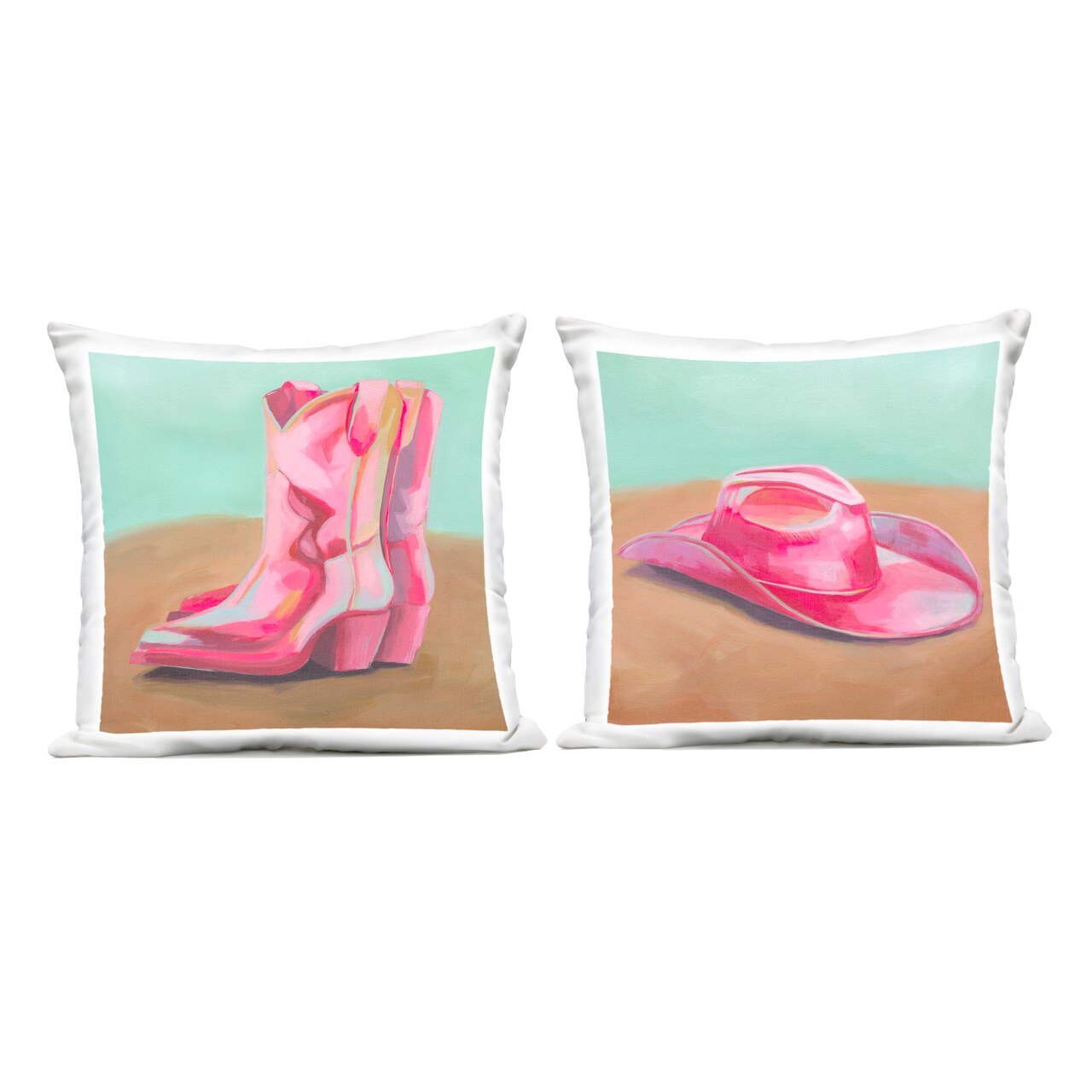 Stupell Industries Pink Theme Cowgirl Fashion 2pc Outdoor Printed Throw Pillow Set Design by Grace Popp, 18 x 7 x 18